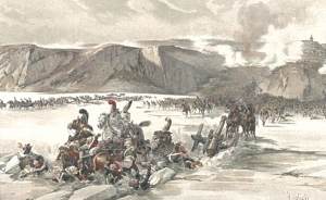 Rusos en retirada por el lago Satsachan