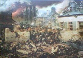Los prusianos llegan al combate en Waterloo en Plancenoit